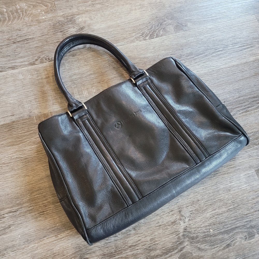 Rare Black Genuine Leather Mercedes-Benz Computer Bag